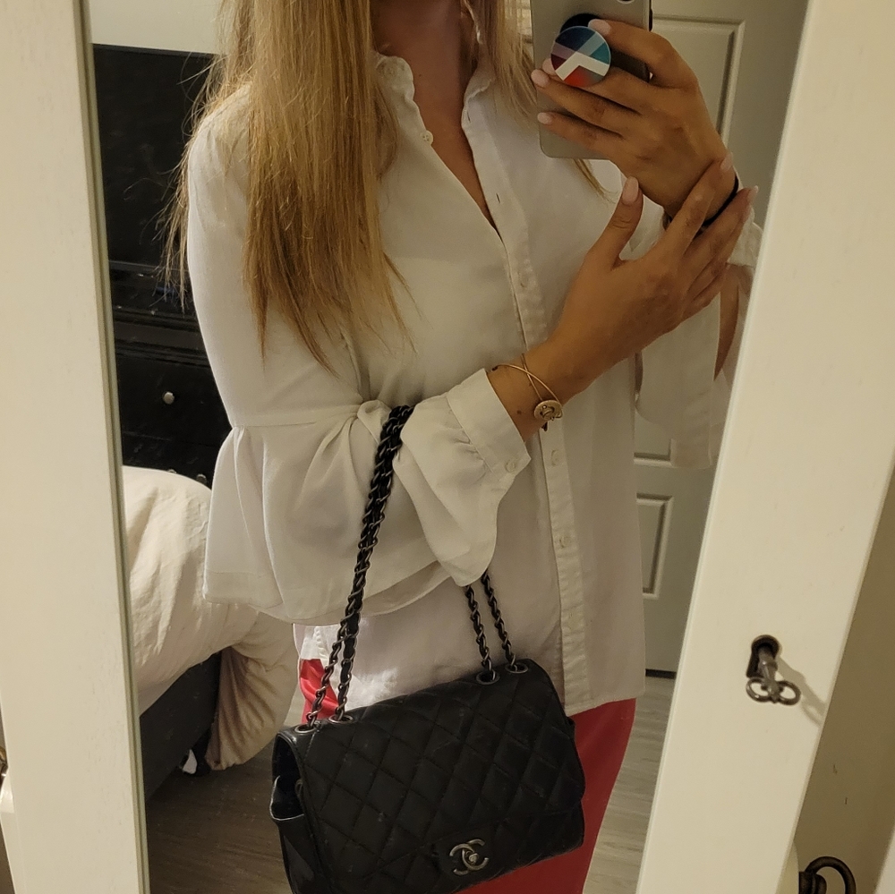 BCBG MAXAZRIA White Button Up Blouse